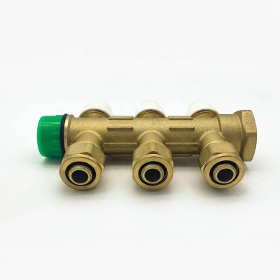 Natural brass 3-way Brass Manifold Valve for Heated Interior Floor Heat System